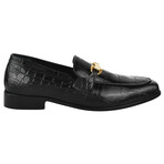 Doblin // Men's Genuine Leather Buckle Slip-On Loafer Shoes // Crocodile Pattern // Black (US: 10)