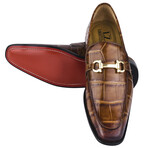 Doblin // Men's Genuine Leather Buckle Slip-On Loafer Shoes // Crocodile Pattern // Cognac (US: 8.5)