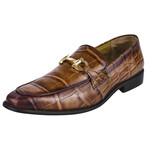 Doblin // Men's Genuine Leather Buckle Slip-On Loafer Shoes // Crocodile Pattern // Cognac (US: 10)