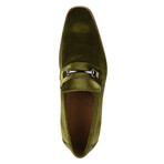 Welkar // Men’s Velvet Buckle Slip-On Loafers Shoes // Olive (US: 9.5)