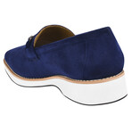 Welkar // Men’s Velvet Buckle Slip-On Loafers Shoes // Navy (US: 10.5)