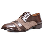 Yuma // Leather Textile Derby Lace-Up Dress Shoes // Brown (US: 12)
