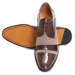Yuma // Leather Textile Derby Lace-Up Dress Shoes // Brown (US: 13)