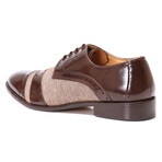 Yuma // Leather Textile Derby Lace-Up Dress Shoes // Brown (US: 9)