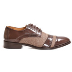 Yuma // Leather Textile Derby Lace-Up Dress Shoes // Brown (US: 9.5)