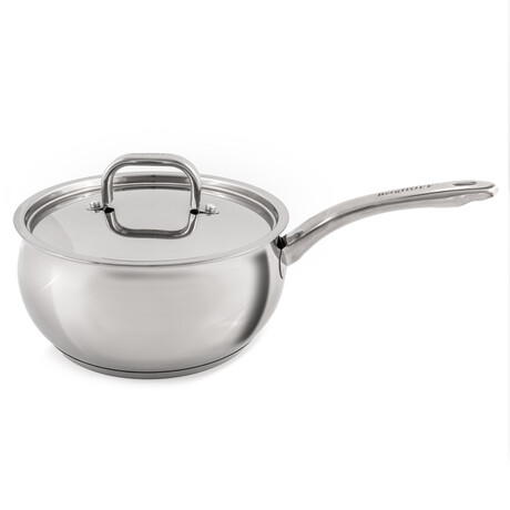 Essentials Belly Shape 18/10 Stainless Steel 3.2Qt. Sauce Pan, 8", Metal Lid