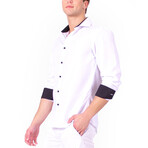 Contrast Dreamy Long Sleeve Shirt // White (XL)