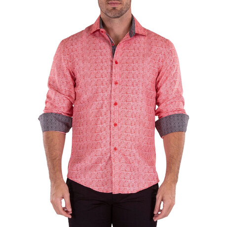 Lines & Dots Long Sleeve Shirt // Red (S)
