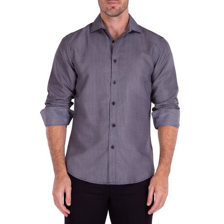 Checkered Long Sleeve Shirt // Black (S)