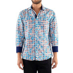 Scratched Multi Squares Long Sleeve Shirt // Blue (M)
