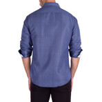 Checkered Long Sleeve Shirt // Navy (3XL)