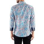 Scratched Multi Squares Long Sleeve Shirt // Blue (S)