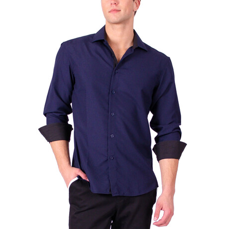 Contrast Dreamy Long Sleeve Shirt // Navy (S)