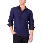 Contrast Dreamy Long Sleeve Shirt // Navy (3XL)