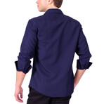 Contrast Dreamy Long Sleeve Shirt // Navy (XL)