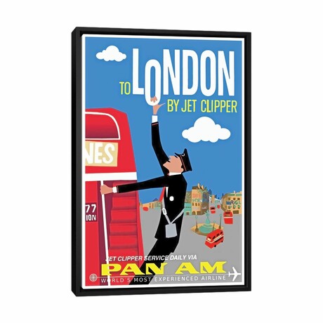 To London By Jet Clipper - Pan Am by Unknown Artist (26"H x 18"W x 1.5"D)