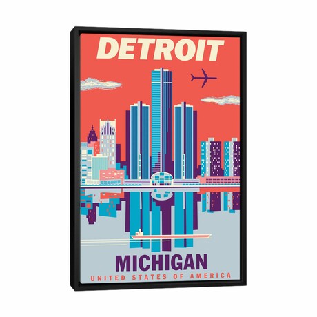 Detroit Travel Poster 2 by Jim Zahniser (26"H x 18"W x 1.5"D)
