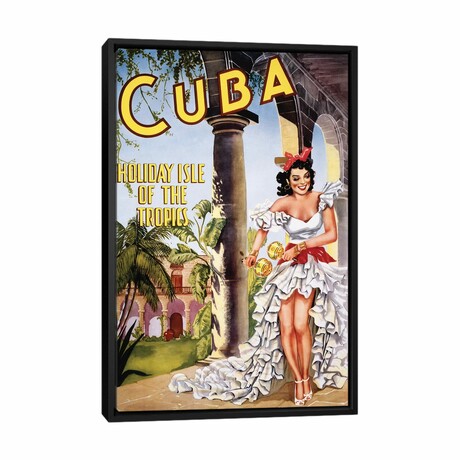 Cuban Vintage Travel Poster by Piddix (26"H x 18"W x 1.5"D)