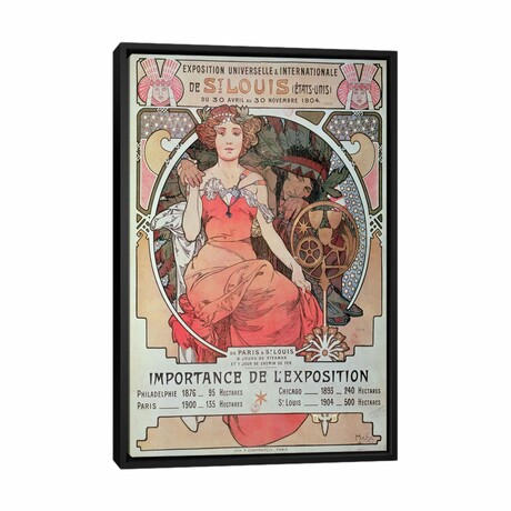 1904 World Fair (St. Louis, United States) Advertisement by Alphonse Mucha (26"H x 18"W x 1.5"D)