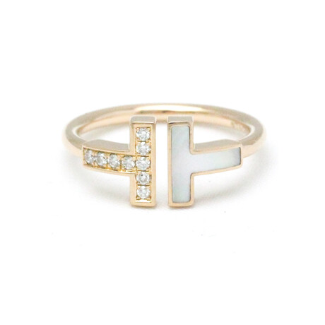 Tiffany & Co. // 18k Rose Gold T Wire Mother of Pearl + Diamond Ring // Ring Size: 6 // Store Display