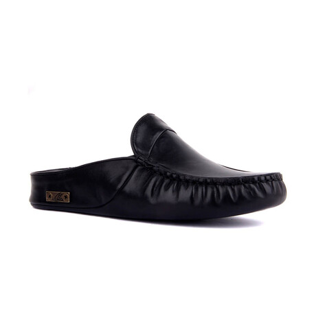 Men's Leather Home Slippers // Black (Euro: 40)