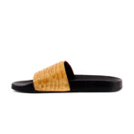 Men's Leather Slippers // Croco Pattern // Mustard (Euro: 44)