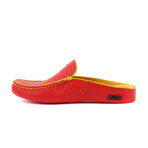 Men's Leather Home Slippers // Red + Yellow (Euro: 43)