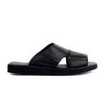 Men's Leather Outdoor Slippers // Black // 8106 (Euro: 45)