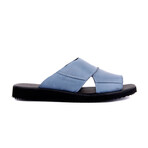 Men's Leather Outdoor Slippers // Light Blue (Euro: 44)