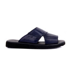Men's Leather Outdoor Slippers // Navy Blue (Euro: 45)