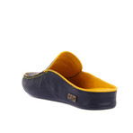 Men's Leather Home Slippers // Navy Blue + Yellow (Euro: 40)