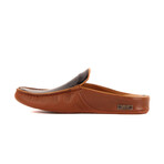 Men's Leather Home Slippers // Tan + Brown (Euro: 42)