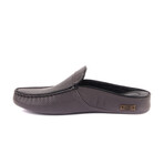 Men's Leather Home Slippers // Perforated Pattern // Grey (Euro: 42)