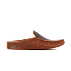 Men's Leather Home Slippers // Tan + Brown (Euro: 40)