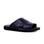 Men's Leather Outdoor Slippers // Navy Blue (Euro: 44)