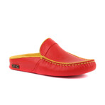 Men's Leather Home Slippers // Red + Yellow (Euro: 44)