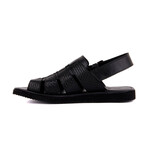 Men's Leather + Wicker Sandals // Black (Euro: 41)
