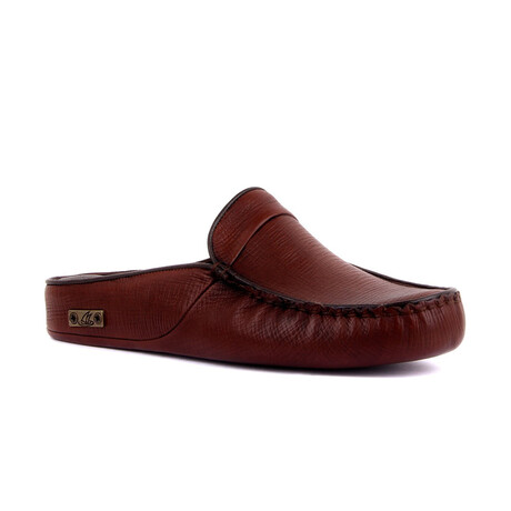 Men's Leather Home Slippers // Red Brown (Euro: 40)