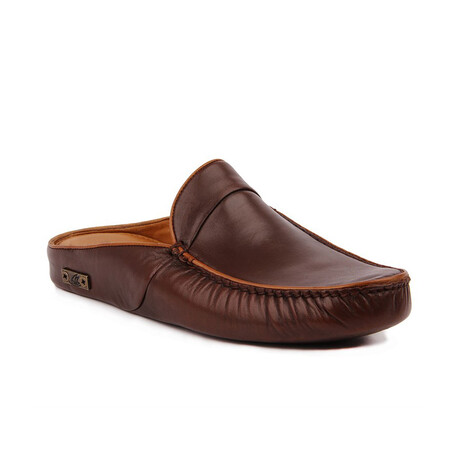 Men's Leather Home Slippers // Brown (Euro: 40)