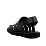 Men's Leather + Wicker Sandals // Black (Euro: 45)