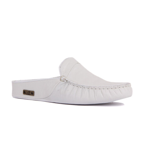 Men's Leather Home Slippers // White (Euro: 40)