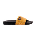 Men's Leather Slippers // Croco Pattern // Mustard (Euro: 45)