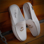 Men's Leather Home Slippers // White + Anchor (Euro: 40)