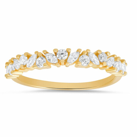 14k Gold Over Silver Petite Multi-cut Diamond CZ Ring (6)