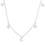 Sterling Silver Dangling Celestial Charm Necklace