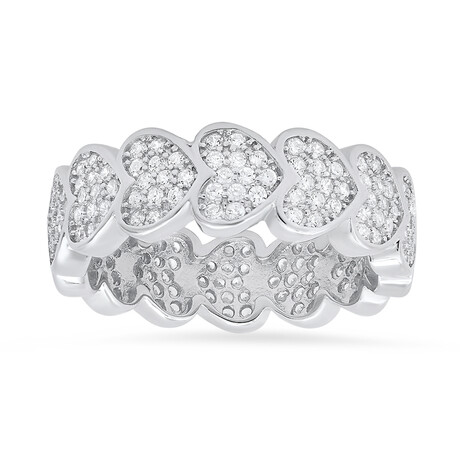 Sterling Silver Pave Diamond CZ Stackable Eternity Band ring (6)