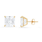 10k Gold Princess-cut Diamond CZ Stud Earring (4mm)