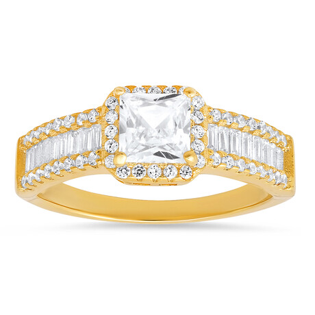 14k Gold Over Silver Princess-cut Halo Diamond CZ Ring (6)