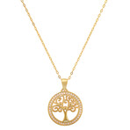 Sterling Silver CZ Tree of Life Pendant (Silver)