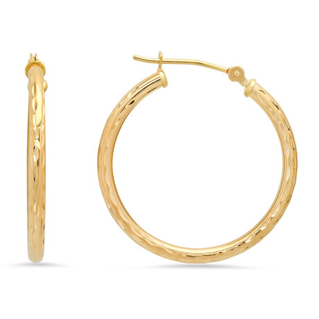 10k Gold 25mm Diamond-cut Hoop Earring